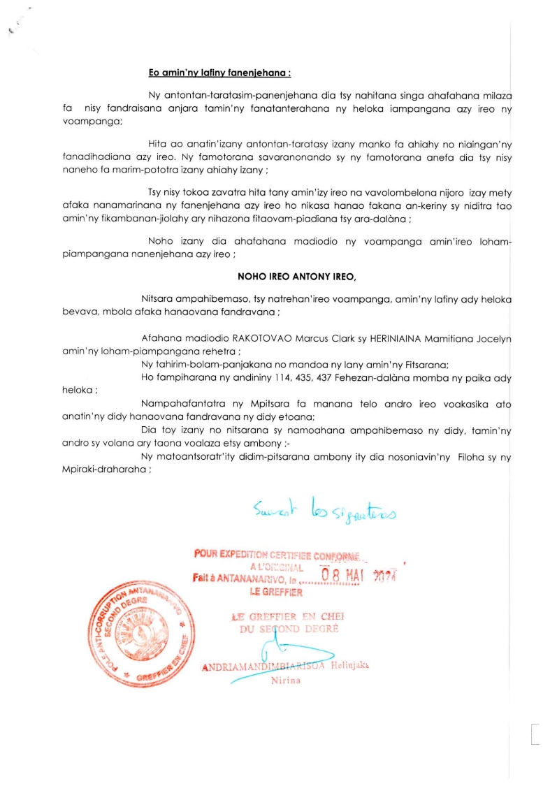 ARRET N°34 DU 01 DECEMBRE2021
