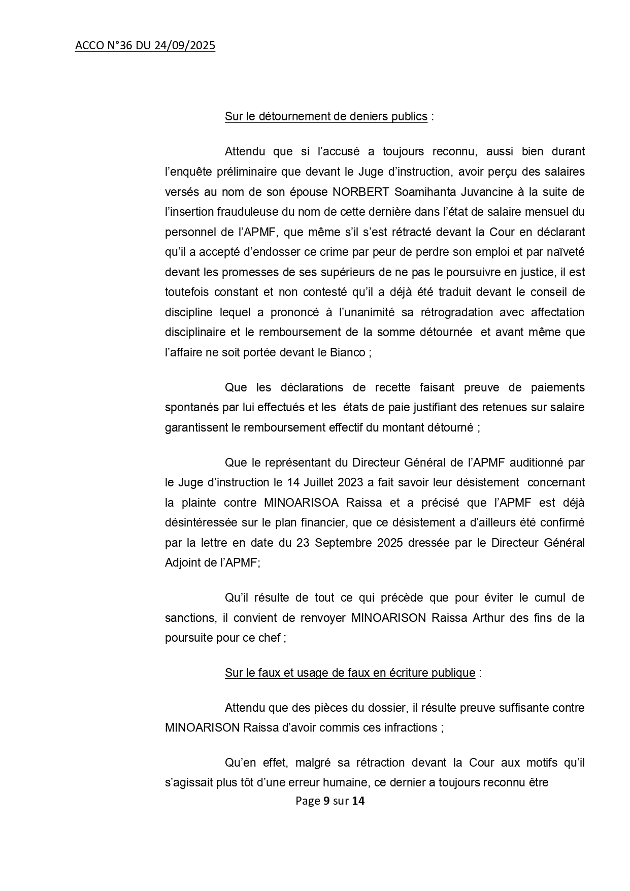 ACCO N°36 DU 24 SEPTEMBRE 2025