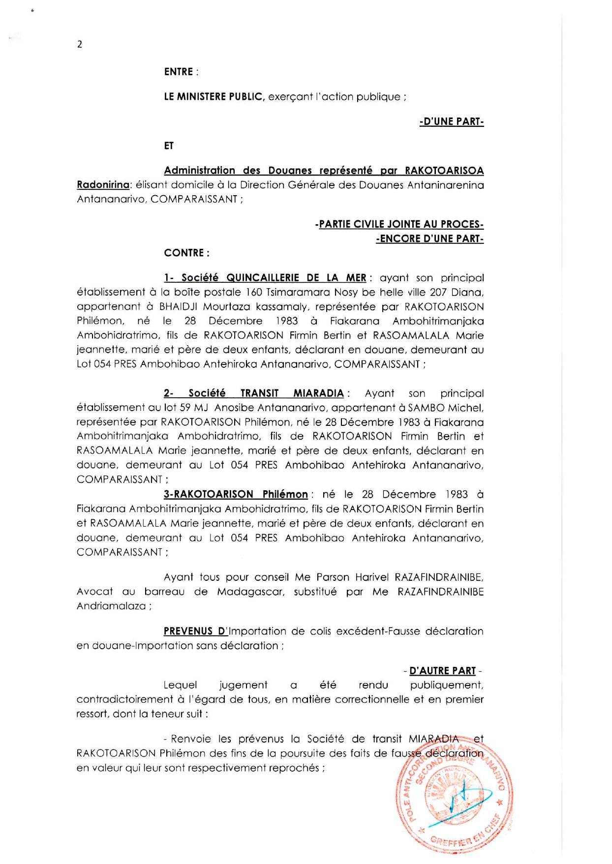 CSCA ARRET N°64 DU 20 AOUT 2021