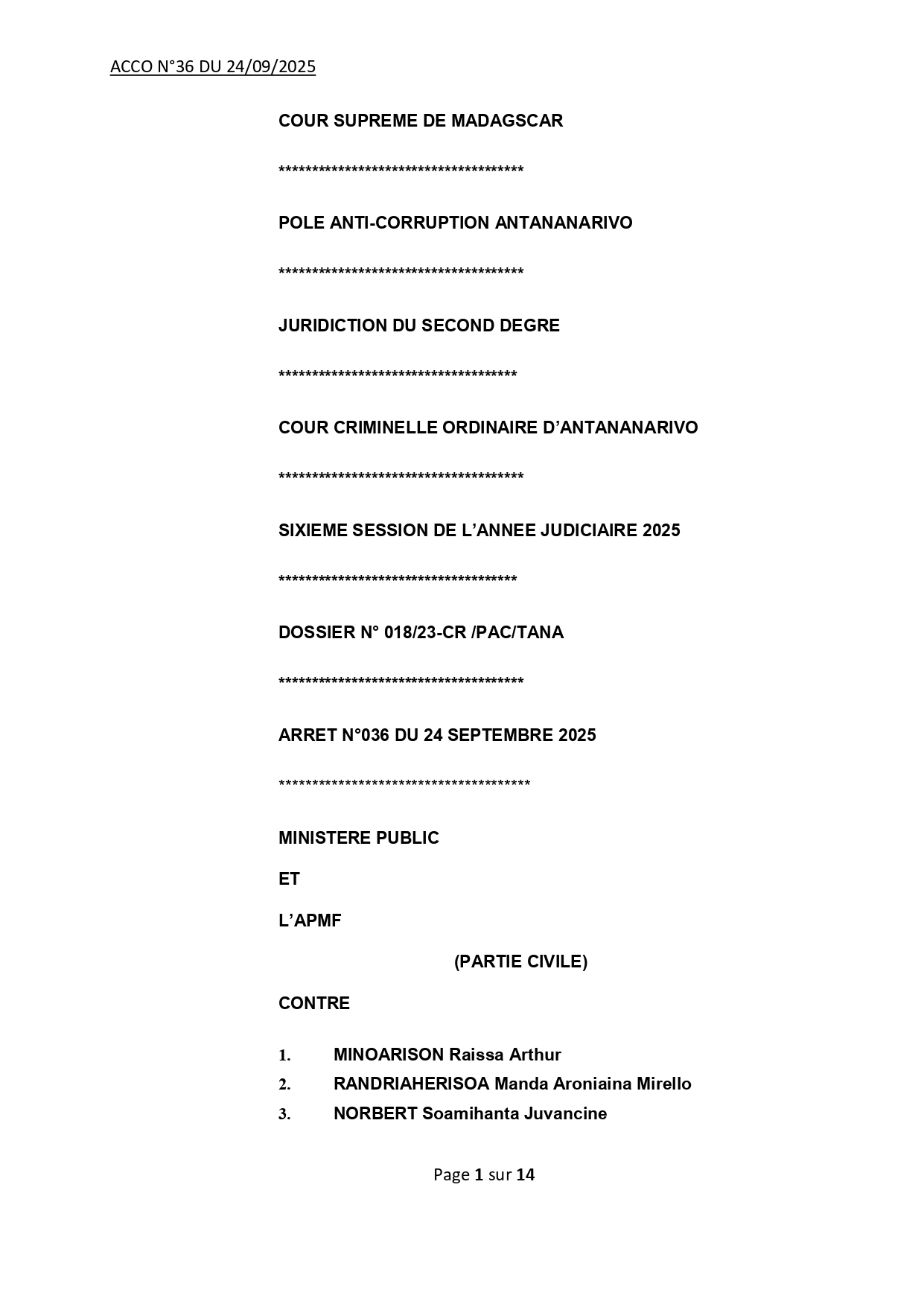 ACCO N°36 DU 24 SEPTEMBRE 2025