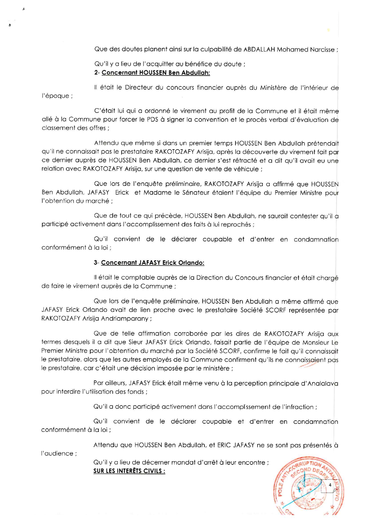 ARRET N°20 DU 21 JUILLET 2021