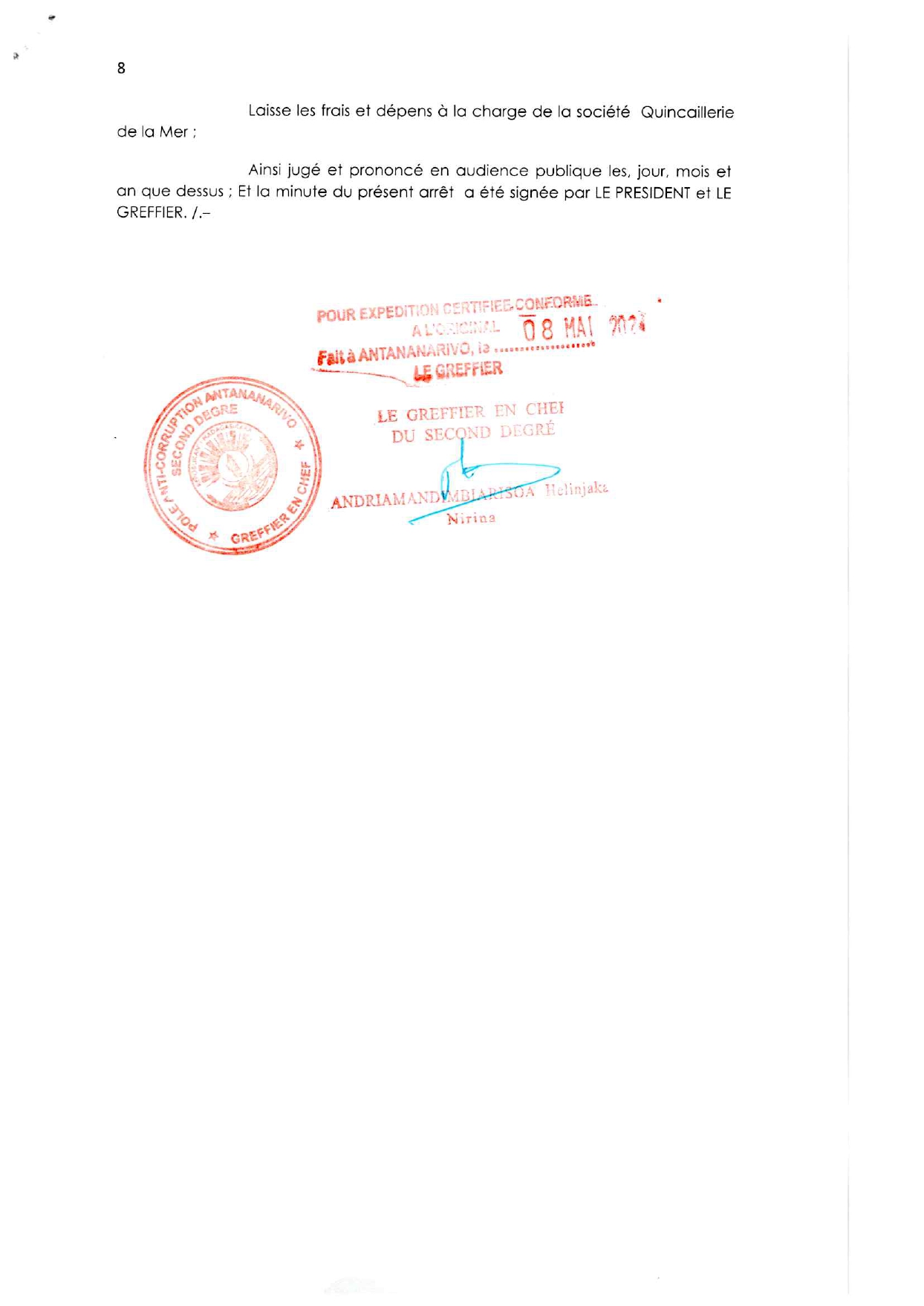 CSCA ARRET N°64 DU 20 AOUT 2021