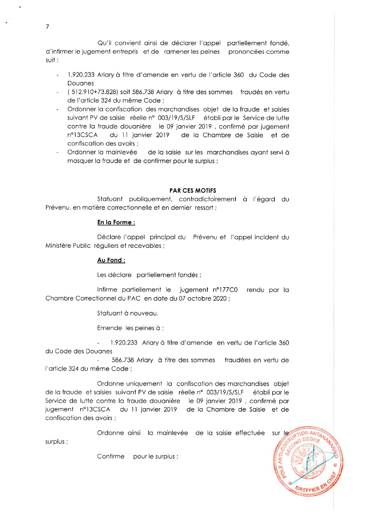 CSCA ARRET N°64 DU 20 AOUT 2021