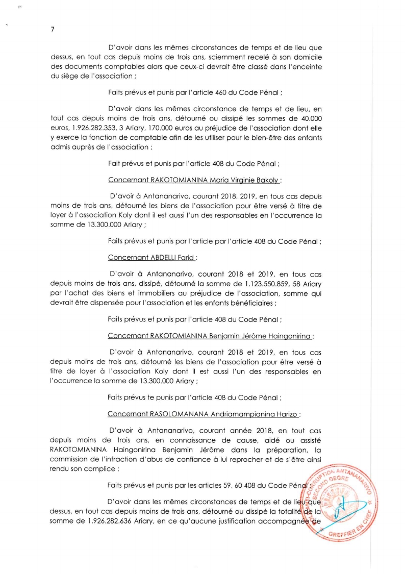 ARRET N°65 DU 20 AOUT 2021