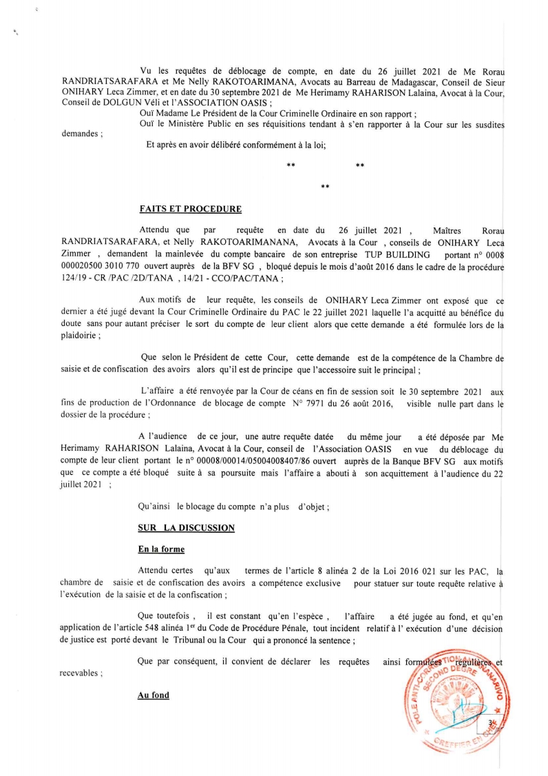 CSCA ARRET N° 31 DU 30 SEPTEMBRE 2021