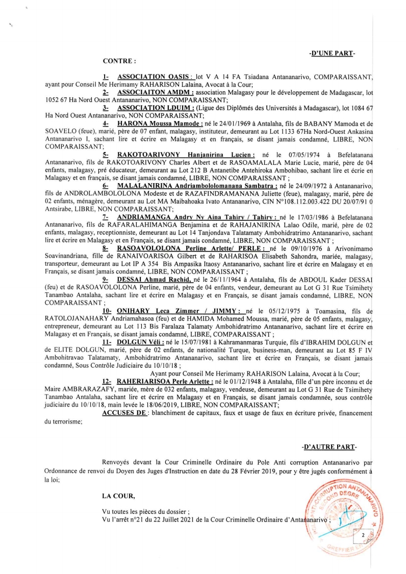 CSCA ARRET N° 31 DU 30 SEPTEMBRE 2021