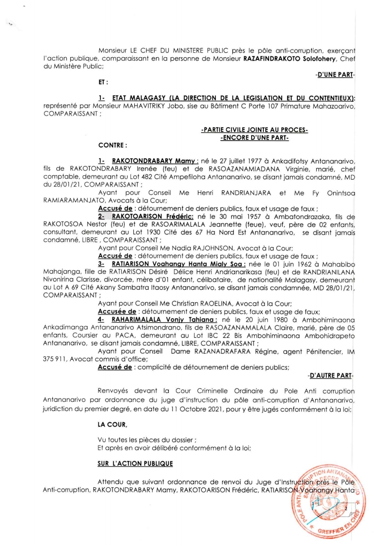 ARRET N°39 DU 16 NOVEMBRE 2021