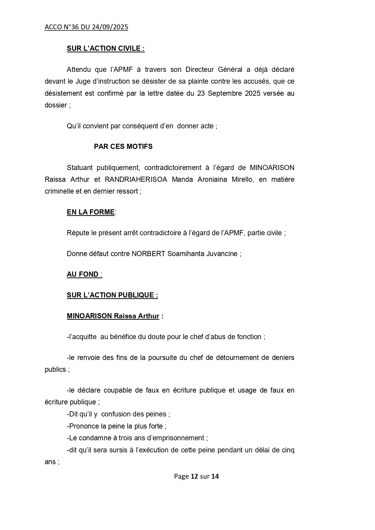 ACCO N°36 DU 24 SEPTEMBRE 2025