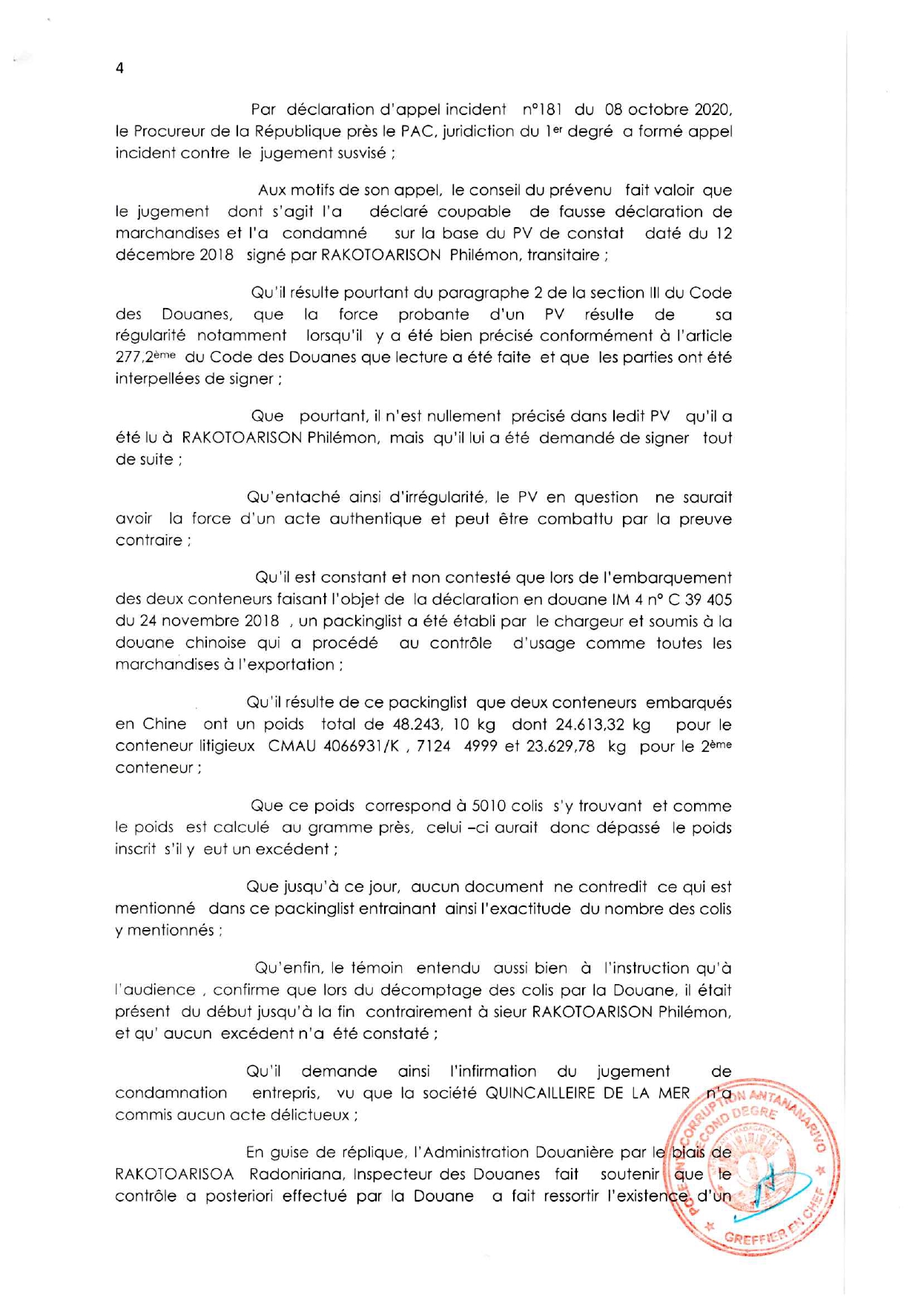 CSCA ARRET N°64 DU 20 AOUT 2021