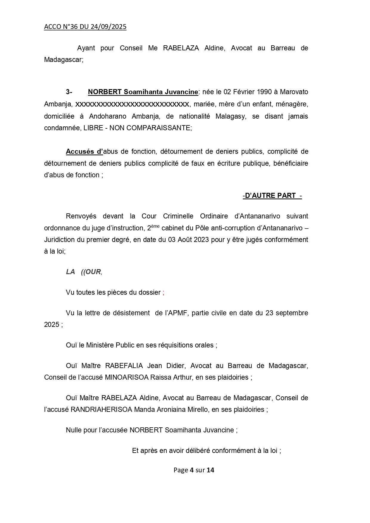 ACCO N°36 DU 24 SEPTEMBRE 2025