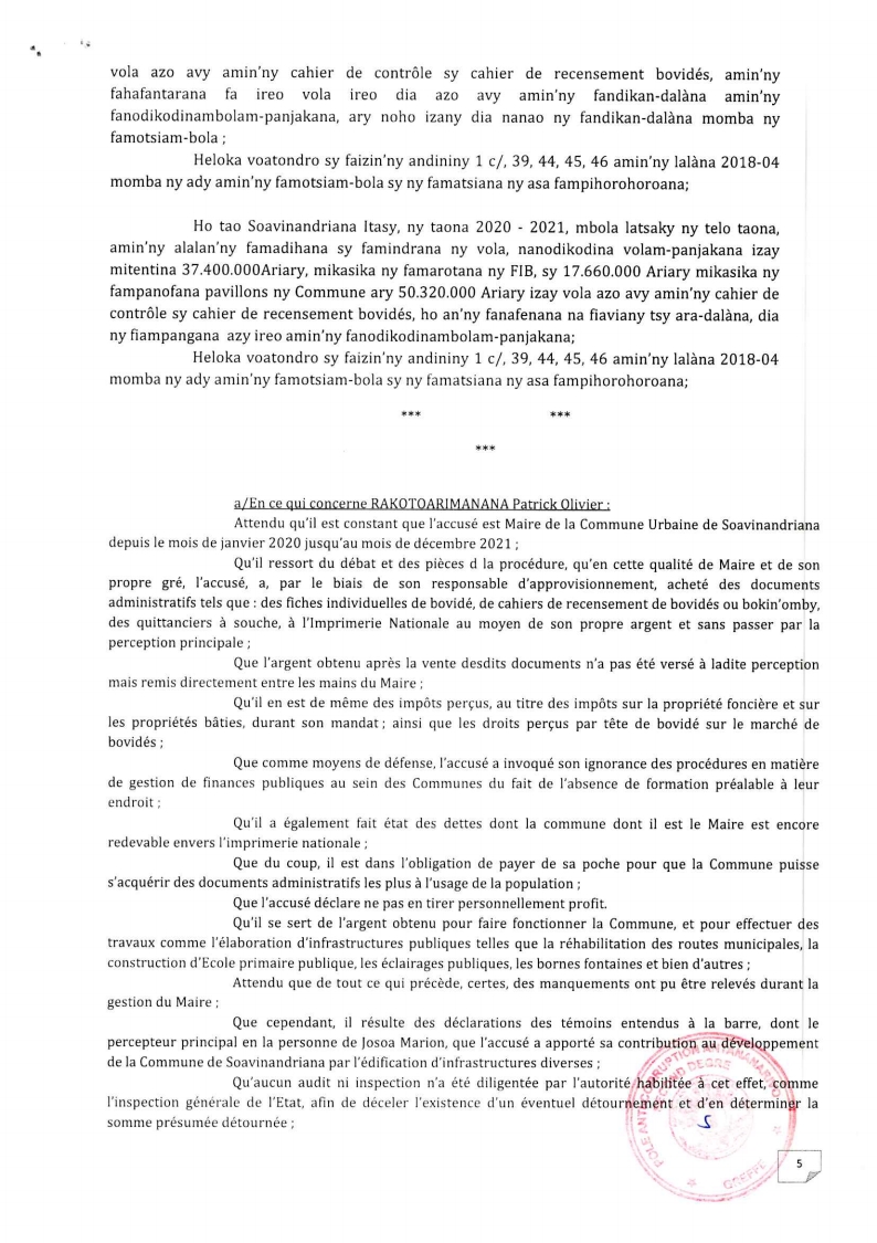 ARRET N°07 DU 21 JUIN 2022