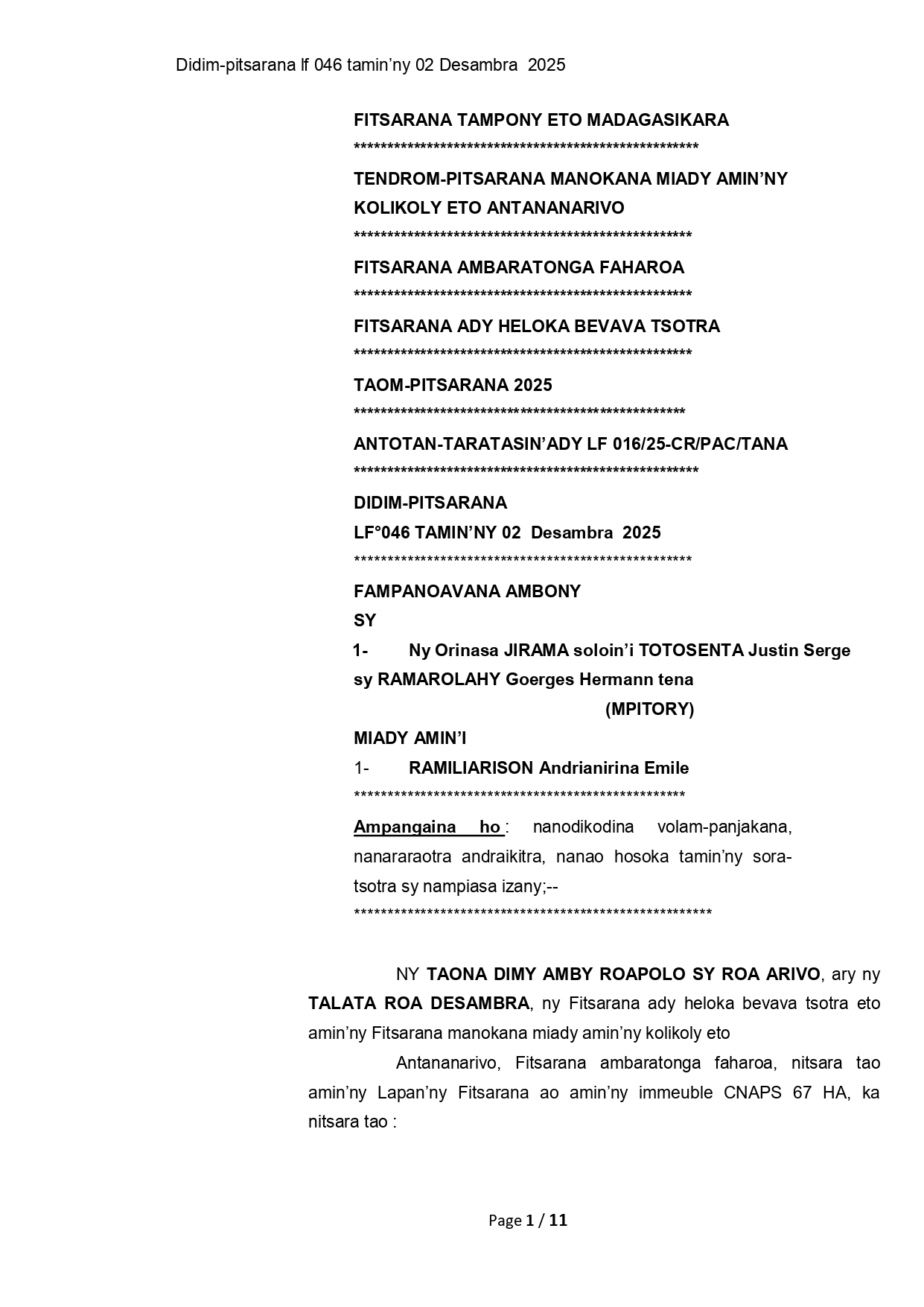 ACCO N°46 DU 02 DECEMBRE 2025