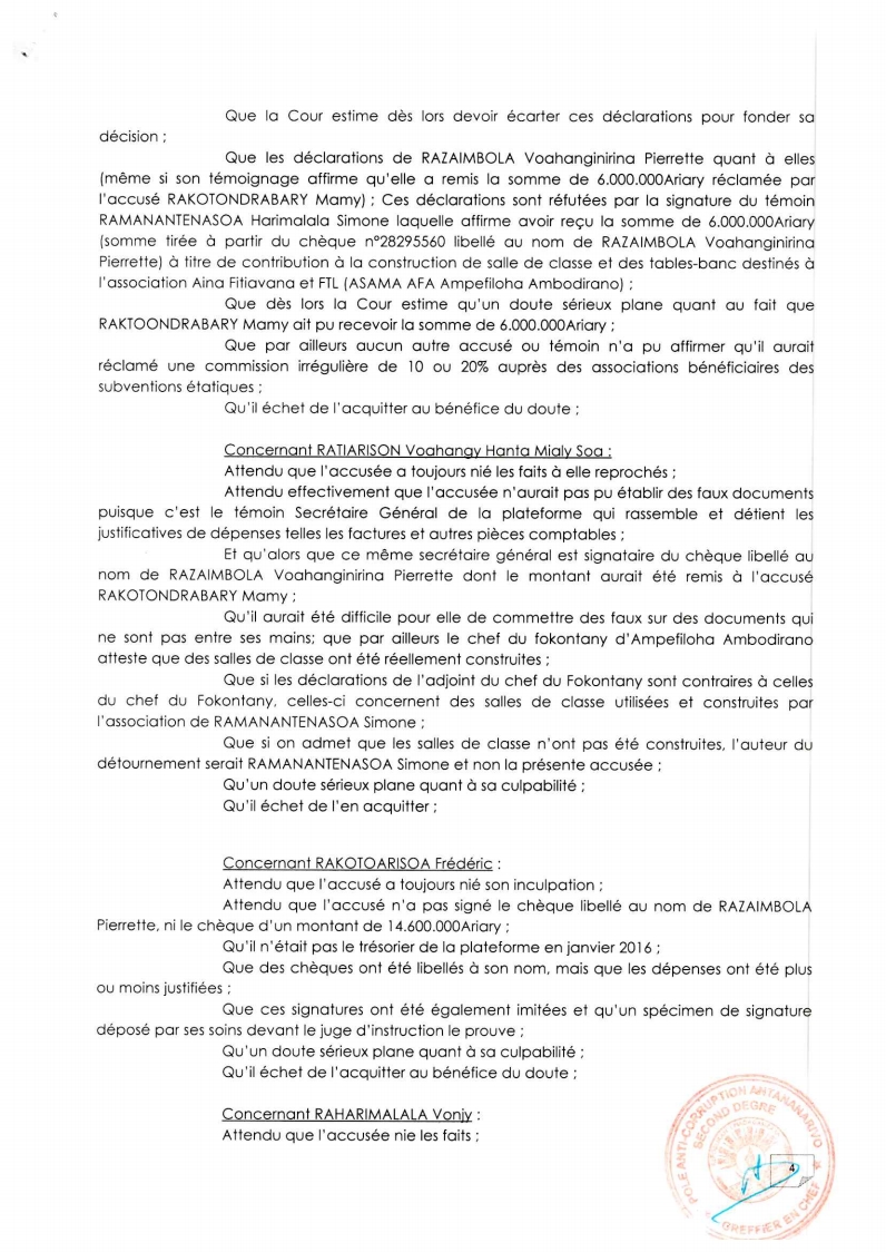 ARRET N°39 DU 16 NOVEMBRE 2021