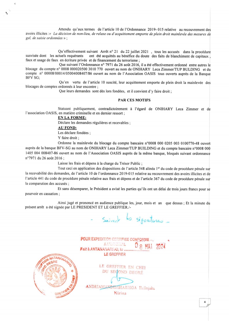 CSCA ARRET N° 31 DU 30 SEPTEMBRE 2021