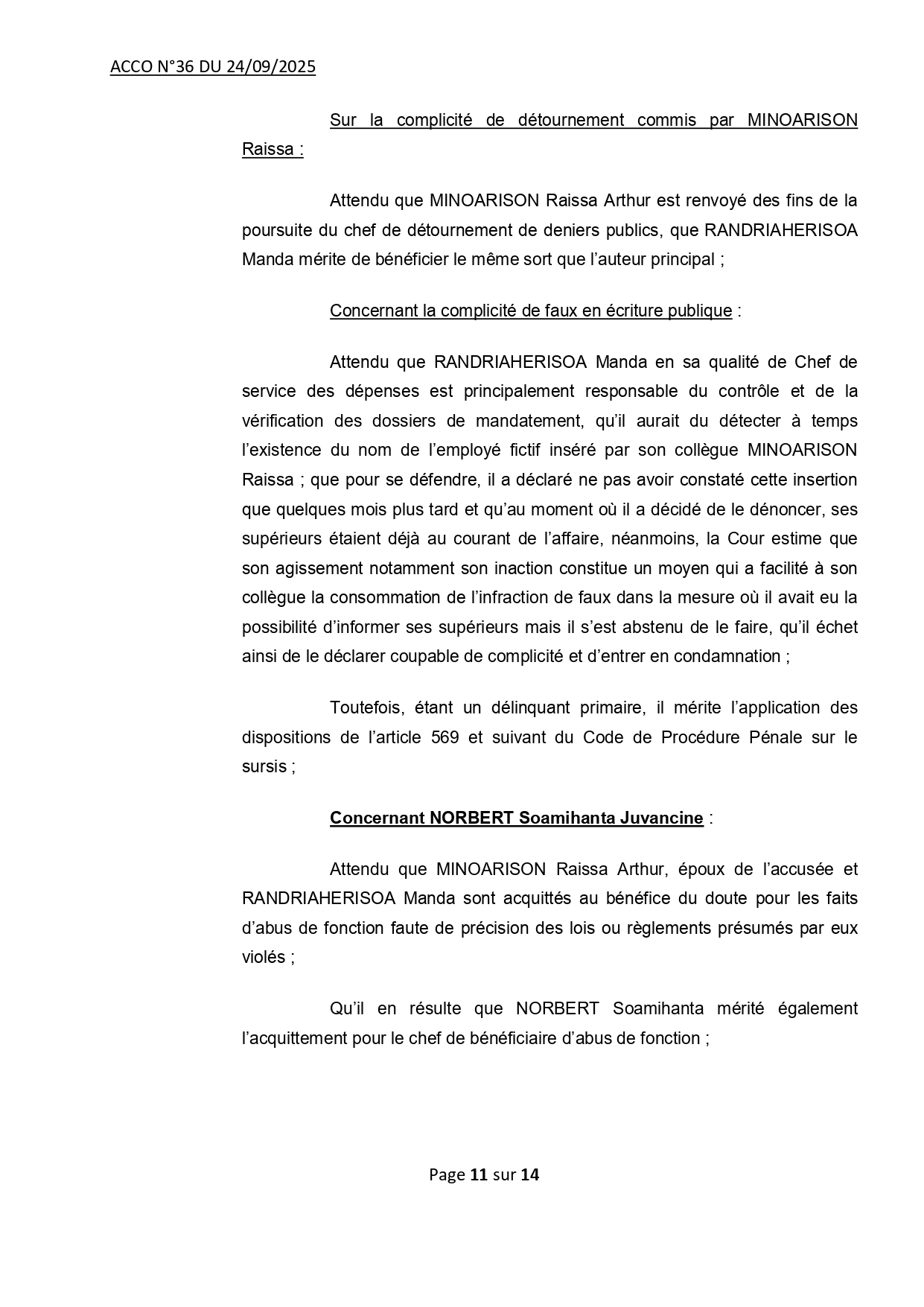 ACCO N°36 DU 24 SEPTEMBRE 2025