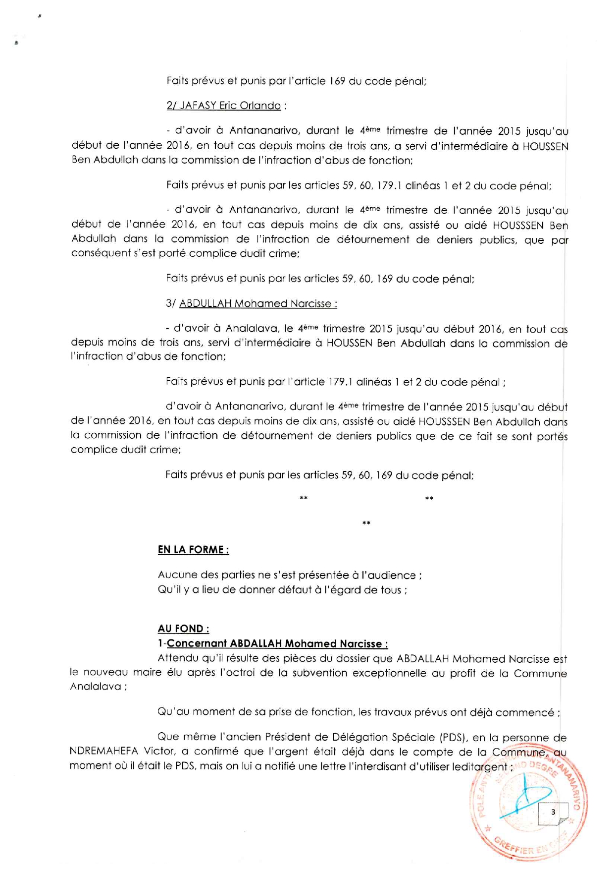 ARRET N°20 DU 21 JUILLET 2021