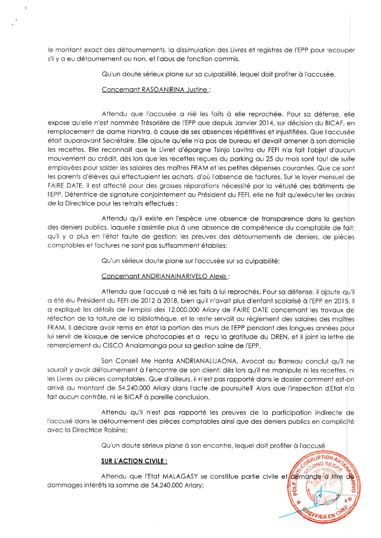ARRET N°15 DU 06 JUILLET 2021
