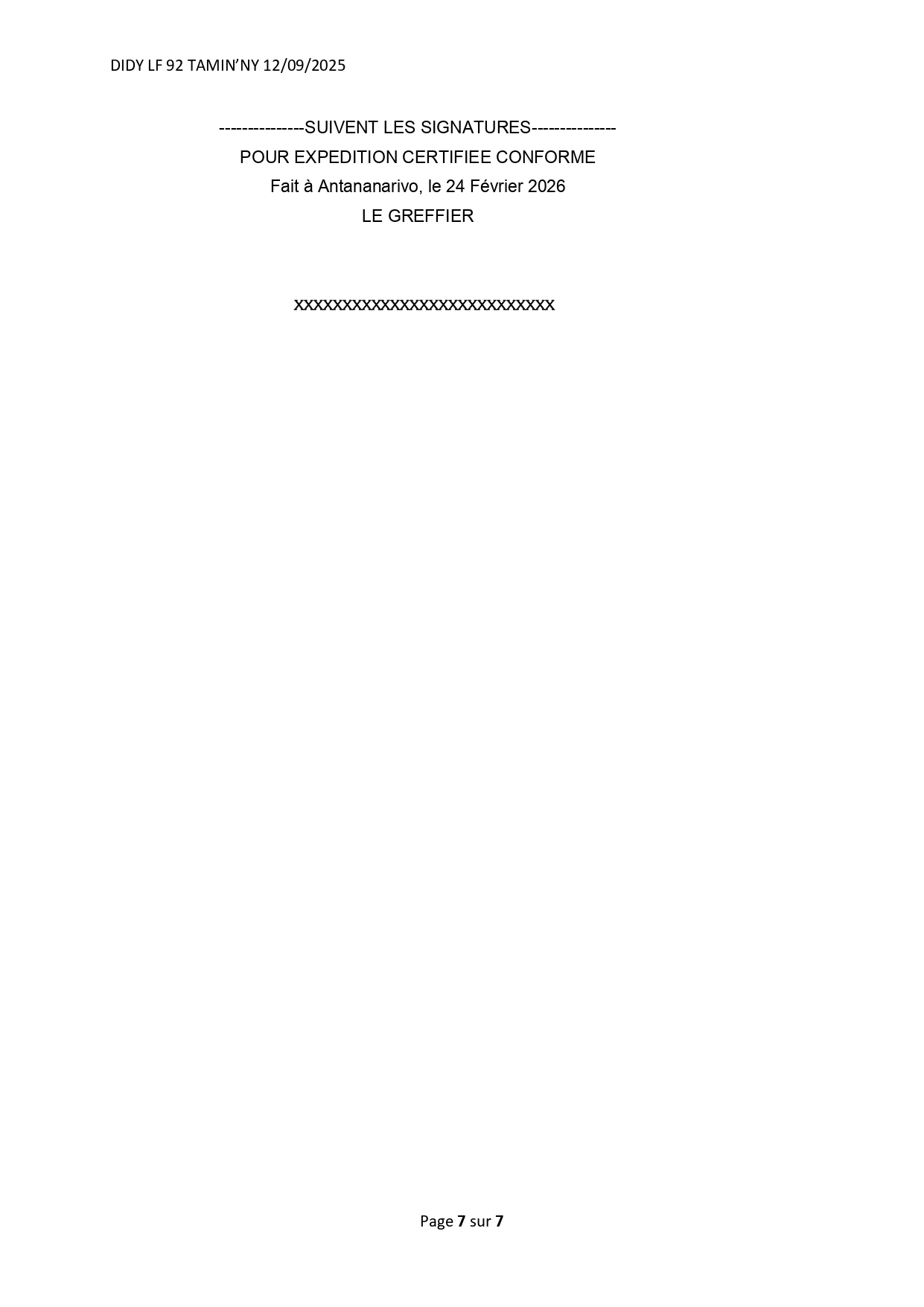 ARRET N°92 DU 12 SEPTEMBRE 2025