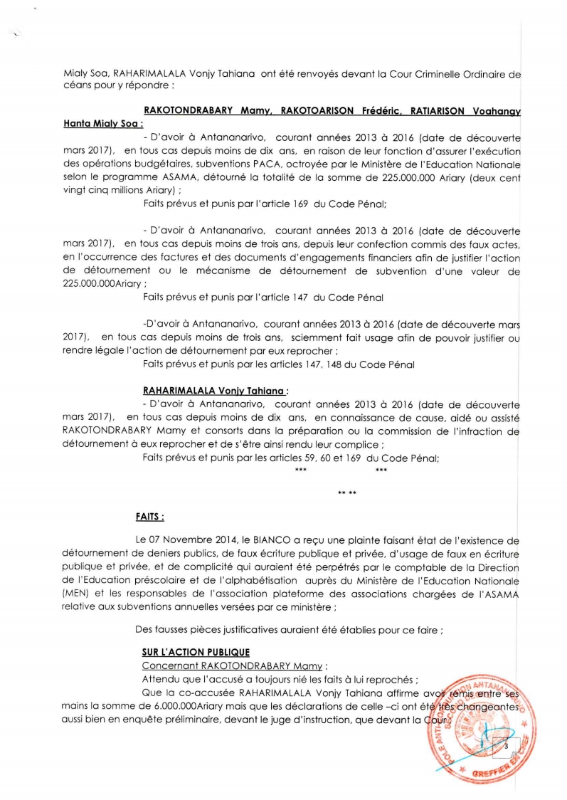 ARRET N°39 DU 16 NOVEMBRE 2021