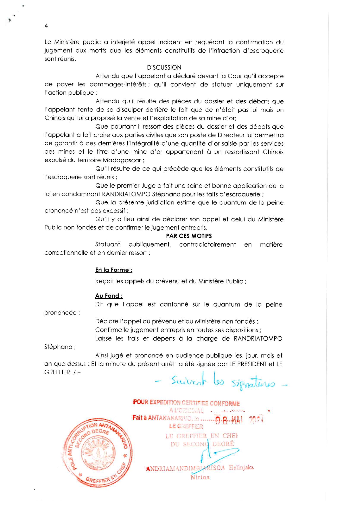 ARRET N°57 DU 23 JUILLET 2021