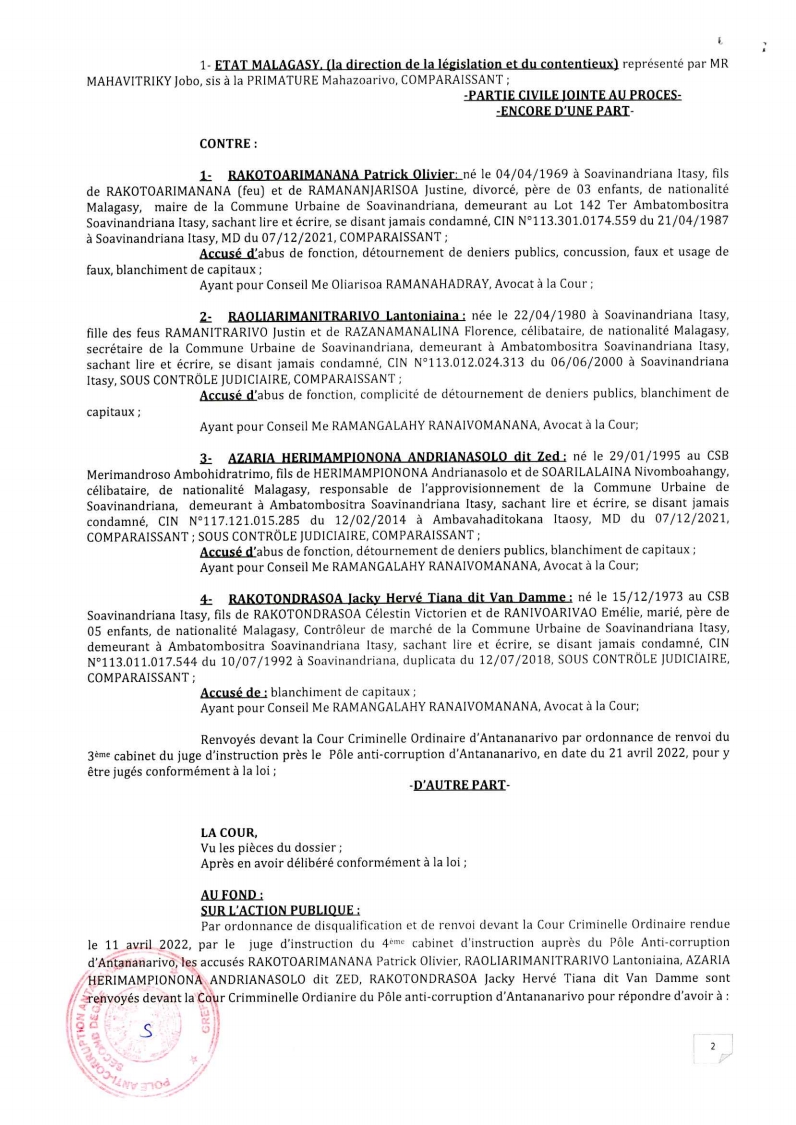ARRET N°07 DU 21 JUIN 2022