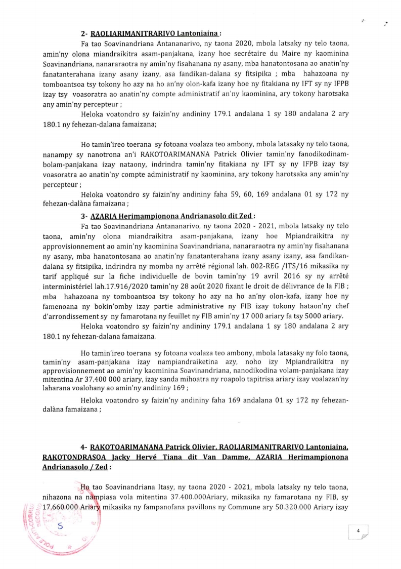 ARRET N°07 DU 21 JUIN 2022