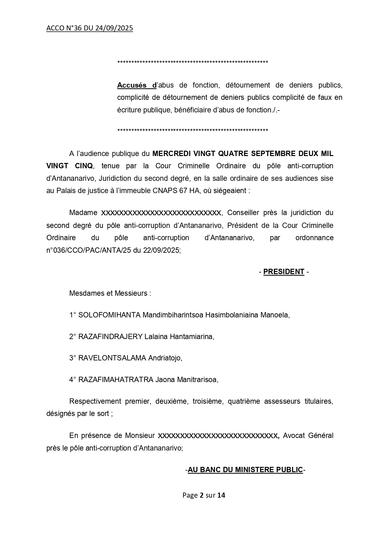ACCO N°36 DU 24 SEPTEMBRE 2025