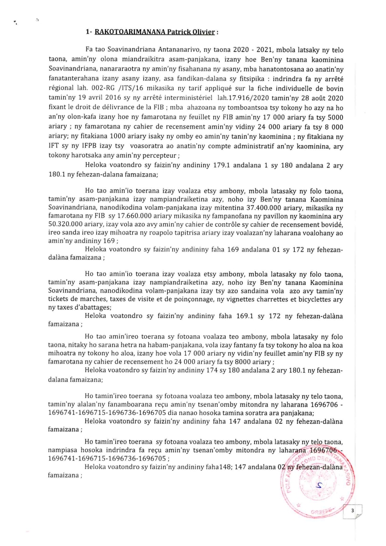 ARRET N°07 DU 21 JUIN 2022